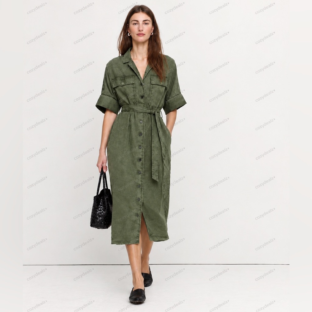NWT! Banana Republic Utility Overdye Cotton Shirt Dress - Multiple 🛤️